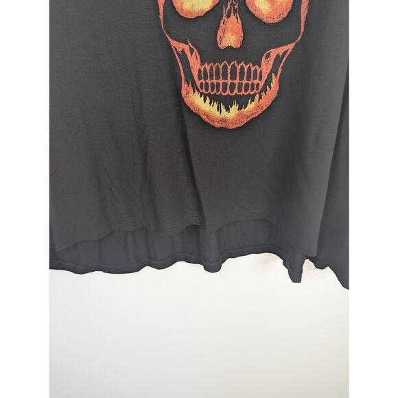 NWT Torrid Lovesick Flame Skull Strappy Long Sleeve Hi-Low Shirt - Picture 5 of 9